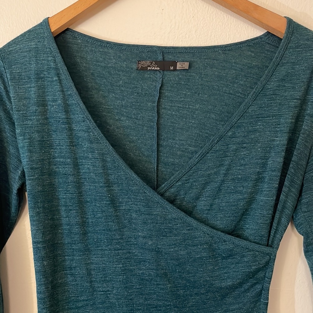 Wool blend Prana Nadia wrap dress. Faux wrap dress.  Great condition. Medium.
